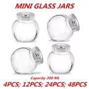 200ml Mini Glass Honey Jars Silver Lid Lolly Jam Wedding Conserve Storage Food