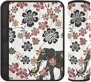 Bohemian Elephants Flowers White 2 pcs Belt Strap Cover, Protects Your Neck and Shoulders, Seatbelt Cover for Sedan Van Airplane 10x7.7 in accesorios para carro