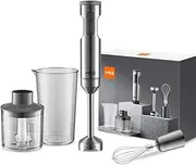 [MIUI] Hand Immersion Blender, Powerful 1000W 4-in-1, 9-Speed Immersion Multi-Purpose Stainless Steel Stick Blender,700ml Mixing Beaker,500ml Food Processor,Whisk