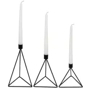 Contemporary Black Geometric Candlestick Holders 3pc Set Metal Candle Display