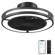 Enclosed Ceiling Fan with Lights,19" Bladeless Ceiling Fan with Lights and Re...