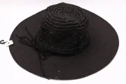 Sophisticated Sunshade: Designer Black Woven Bow Hat