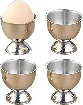 Lopsity 4PCS Stainless Steel Egg Cups Set Egg Cups Soft Boiled Egg Stand Holder Stainless Steel Egg Cup Tray Home Kitchen Supplies Kitchen Holder Tools for Eggs (Silver)