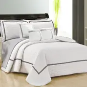 Home Fashion 6 Piece Two-Tone Embossed Comforter Set Queen White