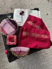 6-piece Moroccan Gift Set w bag 3 decorated Hand Towels, Pot Holders & Wax Light