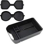 Auovo 3D Cup Holder Inserts Coaster Storage Box Compatible with Toyota RAV4 Accessories 2025 2024 2023 2022 2021 2020 2019 Center Console Organizer Tray (Black Trim)