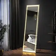 ELEGANT Full Length Mirror, Free Standing Floor Mirror, Wall Mirror, 160 x 50 cm LED Mirror with 3 Color Modes,Right Angle Dressing Mirror Full Length for Bedroom, Living Room, Bathroom or Cloakroom