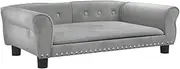 vidaXL Velvet Dog Sofa - Comfortable Pet Bed with Solid Pine Wood Frame - Light Grey, 95x55x30 cm