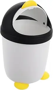 Abaodam Mini Penguin Waste Bin for Boys and Girls Small Trash Can Lid Cute Desktop Garbage Bin for Bedroom