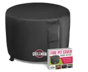 GRILLMAN Round Fire Pit Cover/16in deep x 32in dia/ Heavy Duty w/ Hem Cord