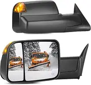 Towing Tow Mirrors for Dodge Ram 1500 1998-2001 Ram 2500 3500 1998-2002 LED Turn Signal Light Heated Power Glass Manual Extending Folding