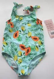 Wowease Brand Little Girl's Size 5 Blue Papaya Lemon 1 Pc Swimsuit NWT