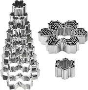 Cookie Cutters Snowflake Set - 9 Piece Christmas Cookie Cutters - 3D Christmas Tree Cookie Cutters - Stainless Steel Cookie Cutters for Holiday Winter - Christmas Cookie Cutters for Baking