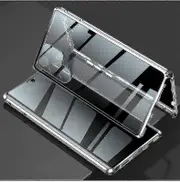 Samsung Galaxy S22 Ultra/S22 Anti Peeping Privacy Case - Double Sided Tempered Glass Magnetic Cover Black For Galaxy S22 Ultra