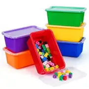 Colored Plastic Storage Bins with Lids, Stackable Containers,Toy Storage Orga...