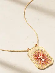 [Marie Lichtenberg] Marie Lichtenberg - Mushroom Scapular 18-karat Gold, Diamond And Enamel Necklace - Pink - One size One size Pink
