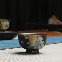 在飛比找ETMall東森購物網優惠-窯變天目釉品茗杯普洱茶創意陶瓷