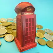 Red Telephone Booth Piggy Bank Coin Bank Money Box For Adults Kids Decoration