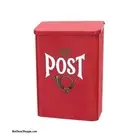 Traditional Red Swedish Danish English Wall Mount Metal Post Mailbox with Decal