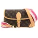 Louis Vuitton LV M46049 DIANE 經典Monogram帆布雙背帶肩斜兩用包.桃紅 現貨