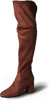 [J. Adams] Brandy Over The Knee Boot - Trendy Low Block Heel Suede Thigh High