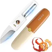 Potato Apple Vegetable Peelers for Kitchen,2 in 1 Dual Function Peeler Knife Set,Portable Fruit Vegetable Peelers Paring Knife for Fruit, Carrot, Veggie, Potatoes Peeler(Orange,1 Set)