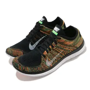 Nike 慢跑鞋 Free 4 Flyknit 男鞋 輕量 透氣 舒適 赤足 運動 訓練 黑 橘 631053006