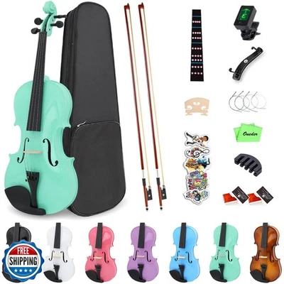 Oneder 3/4 Rainbow Violin Set Fiddle for Beginners Students with Hard Case, S