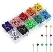 [Sliverdew] 1000 PCS Colored Tacks Push Pins Map Tacks Decorative Straight Pins with Assorted Colored Round Heads Stainless Point Map Pins for Travel Map