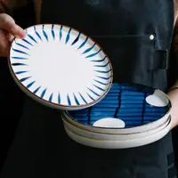 在飛比找ETMall東森購物網優惠-日式陶瓷盤網紅盤子創意菜盤家用手繪釉下彩餐具西餐盤牛排盤圓盤