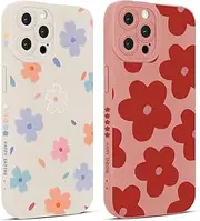 Foonary Pack of 2 Case for Apple iPhone 11 Pro 5.8 Inch, Mobile Phone Case with Aesthetic Flower Motif, Fashion Pattern Design, Silicone Bumper Protective Cover for iPhone 11 Pro, Blumen01