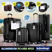 4PCS Luggage Suitcase Trolley Set Travel Hard Case Lightweight Organiser Black
