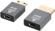 NFHK 2pcs/Set Compatible Micro HDMI Female to Mini Male & HDMI 1.4 Male Adapter 4K@60hz
