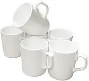 Coralgraph Inc Set of 6 Topaz Fine Bone China Mugs Gift Boxed Glossy White Cups