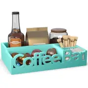 Wood Countertop Organizer with Drawer – Pod Holder & Condiment Storage for Ho...