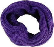 [Beavorty] Warm Purple Knit Wool Blend Winter Scarf for Women Stylish Cowl Loop Neckerchief for Cold Weather Daily Fashion Accessory Creative Present Idea