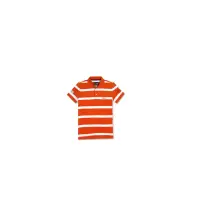 在飛比找momo購物網優惠-【ARMANI JEANS】粗條紋短袖POLO男衫(橘白)