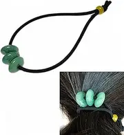 Nutty Natte Elastic Hair Tie for Women Real Gemstone beads Ponytail Holders Hair Accessories hair elastic tie for Women Men (Green Aventurine)