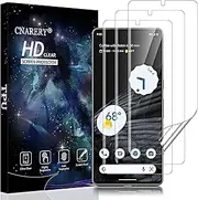 [Cnarery] 3 Pack Screen Protector for Google Pixel 7 Pro [Not Glass], Support Fingerprint Flexible TPU Film with Camera Lens Protector, 3D Curved Full Coverage