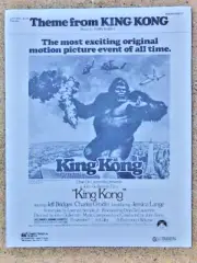 JOHN BARRY 1976 THEME - KING KONG cartoonish animatronic sheet music B&W homage