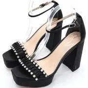 Sam Edelman Black Satin Ninette Platform Heels Size 9.5