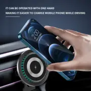 LED Lights Magnetic Wireless Charger Car Holder Phone Stand Fast Charging