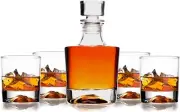 KANARS Whiskey Decanter And Glasses Set in Unique Gift Box ~NEW in the box~