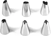 6-Piece Cake Decorating Set Stainless Steel Piping Nozzles Essential Tools with Box DIY Starter Kit for Buttercream Pastry Nozzles