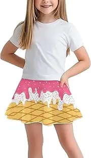 [WELLFLYHOM] Athletic Tennis Skirt for Girls 5-14 Summer Athletic Skort Bulit in Shorts with Pocket for Sports Daily Wear