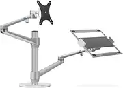 Listed TV Mount Adjustable Dual Arm Desk Mounts LCD Monitor and Laptop Mount Single Desk Arm Holder for 17"-32" Screens, Extra Tray Fits 12"-17" Laptops Motion TV Bracket (Color : Silver)