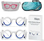 Hion Motion Sickness Glasses,Relieve Carsickness Airsickness Seasickness Glasses,Ultra-Light Portable Nausea Vertigo Glasses, No Lens Liquid Glasses for Adults or Kids(2Pairs)-