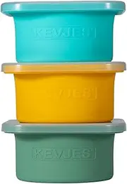 [KEVJES] Stackable Silicone Artisan Pizza Dough Proofing Proving Containers with Lids-3 pack-500ml portion (1Blue+1Green+1Yellow)