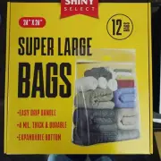 Super Large 10 Gallon Sealable Bags with Expandable Bottom Qty 12 New in Box
