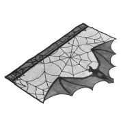 Black Lace Halloween Fireplace Decor Bat and Spider Web Design